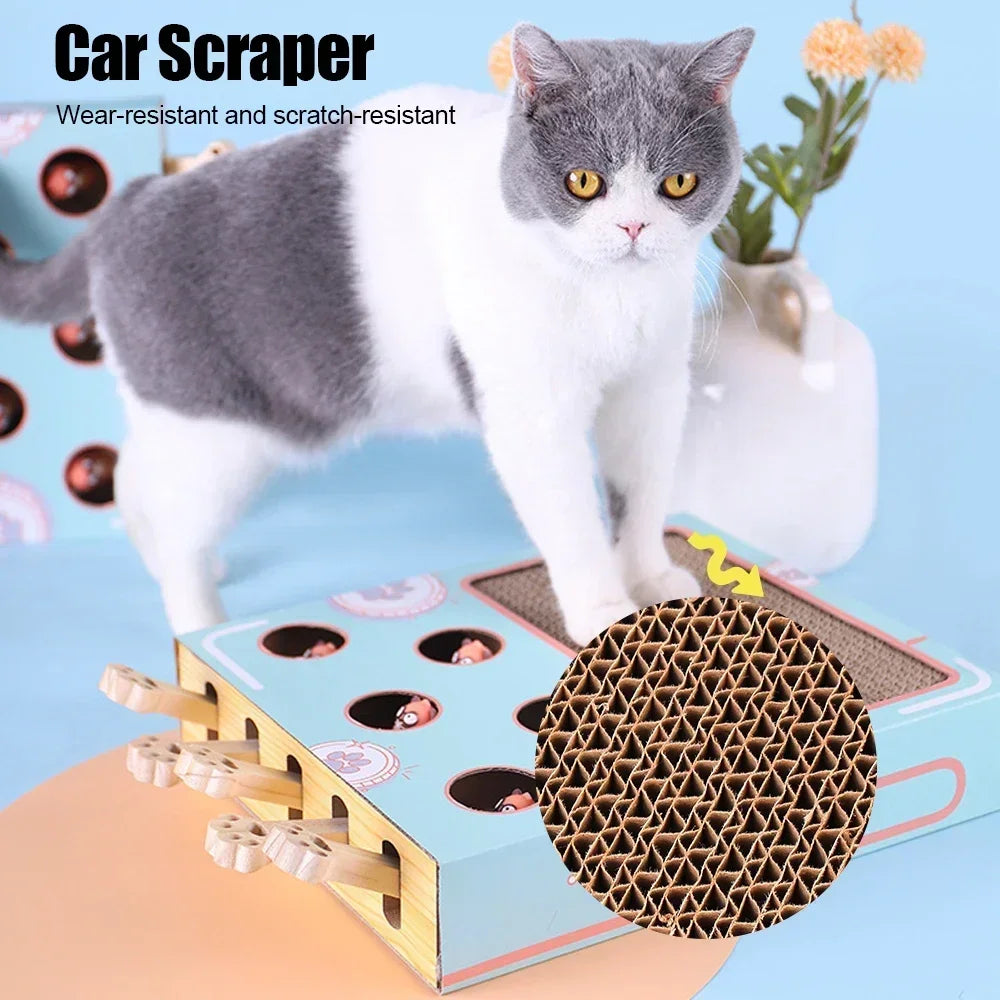 Educational Cat Hit Gophers Funny Cat Game Box Maze Interactive  Cat Stick 3 in 1 Cat Toy Chase Hunt Mouse With Scratcher