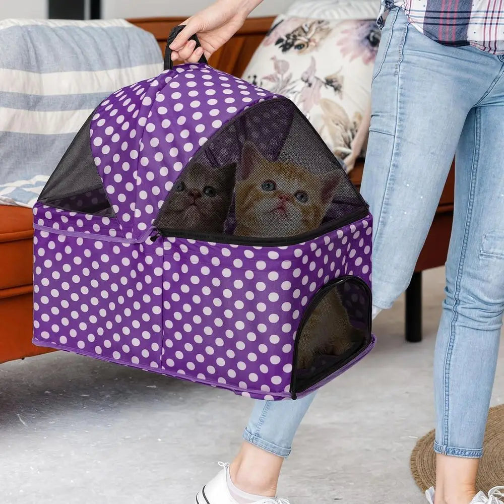 3-in-1 Pet Stroller and Jogger, Detachable Carrier, Cup and Storage, Suitable for Small to Medium Dogs and Cats Up to 33 lbs, Po