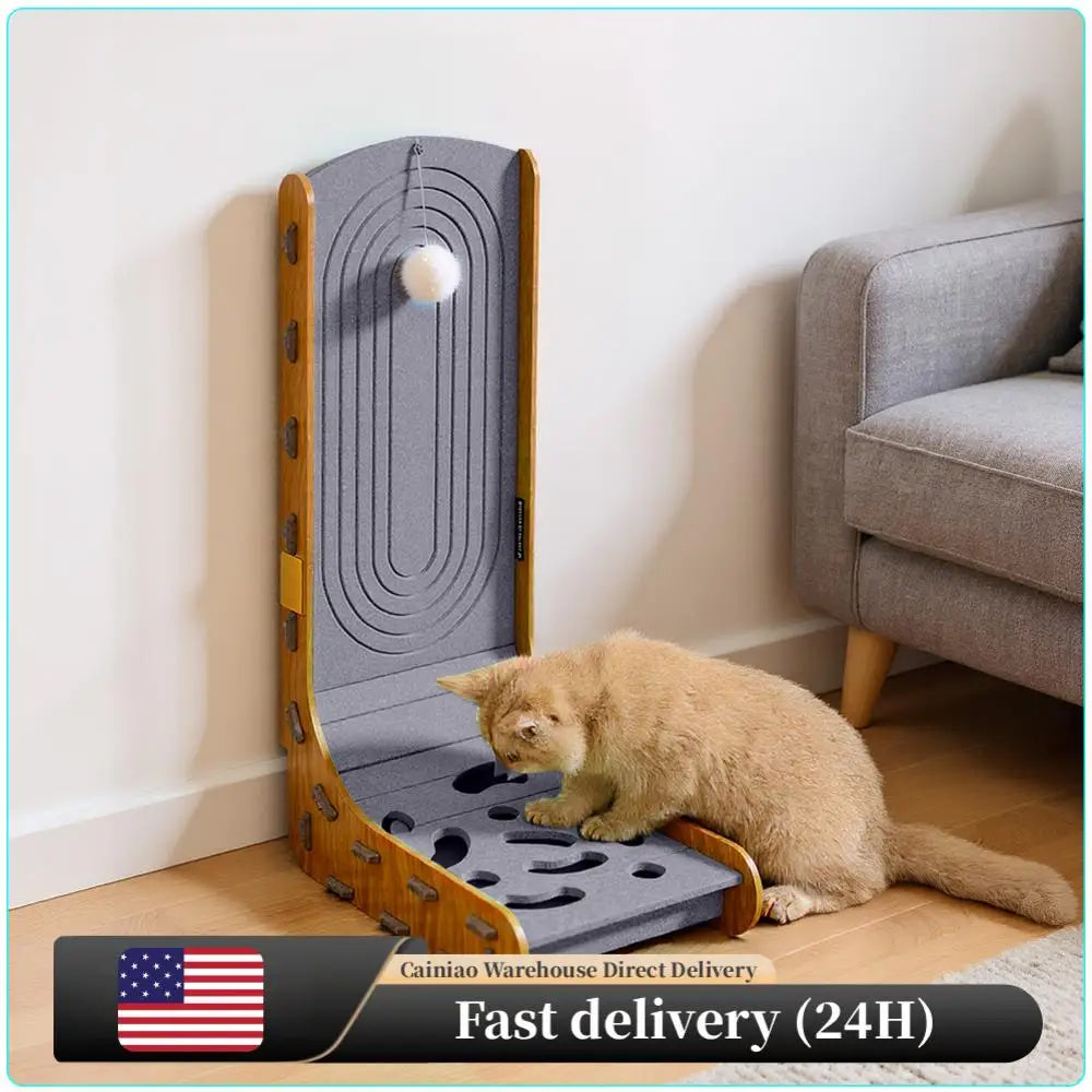 Cats Scratching Board with Ball L Shape Cat Scratcher for Couch Wall (Model 3)