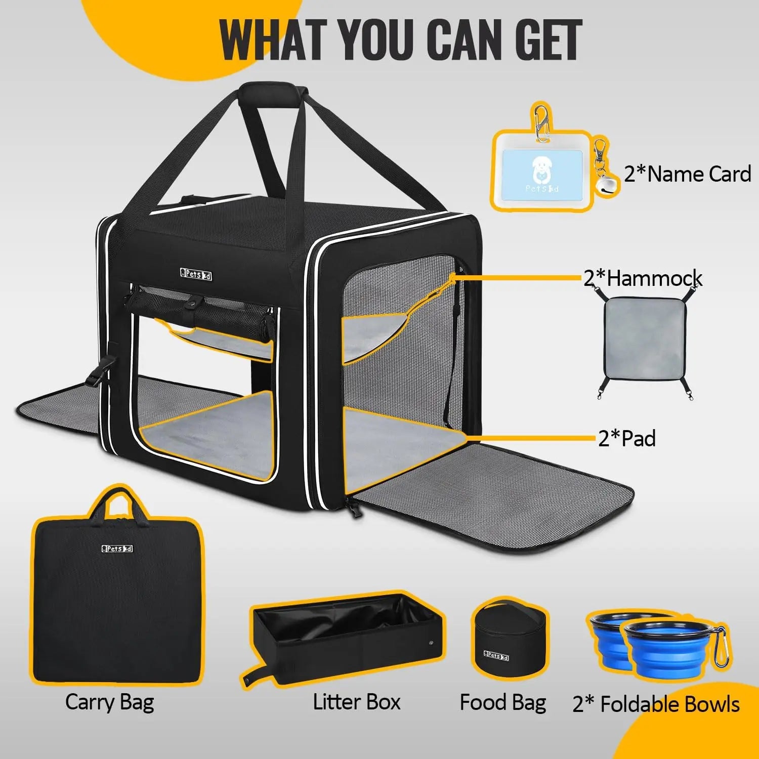 Portable Double Cat Carrier with Litter Box for Multiple Cats, 2-in-1 Travel Carrier, Large Size with Safety Lock