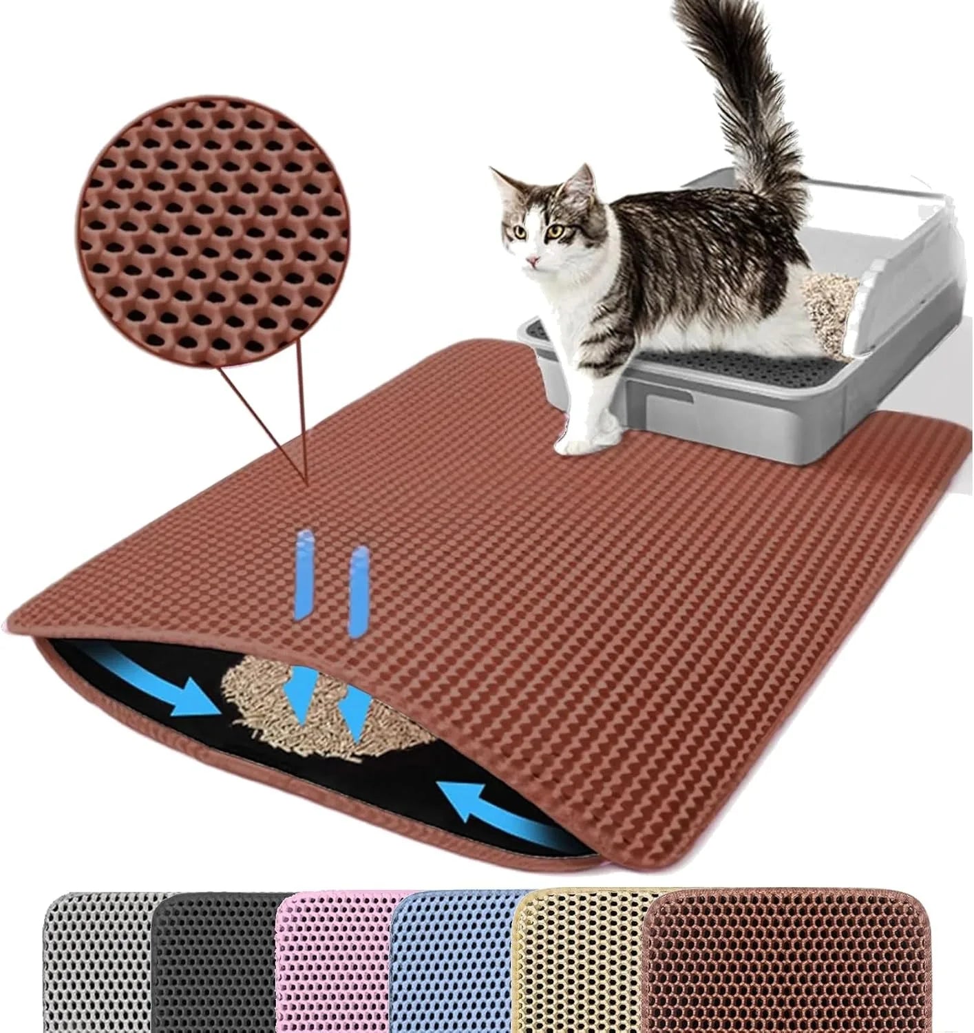Purple Cat Litter Mat Double Layer Pet Non Slip Big Pet Litter Box Filter Mat Wear Resistant Waterproof Anti-slip Cat Litter Mat