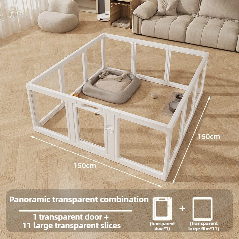 Indoor Transparent Dog Fence Tall Acrylic Backyard Dog Enclosure Cage Door Furniture Dogs Playpen Anti Escape Pet Supplies