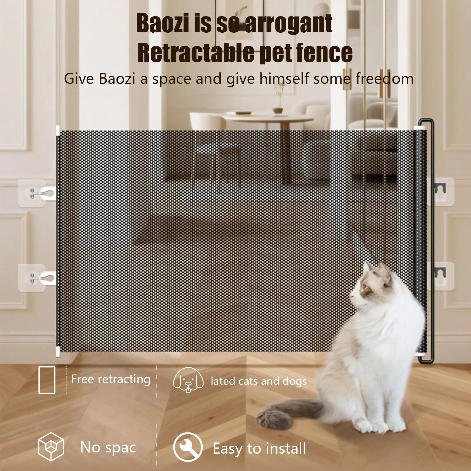 40/50/58cm Pet Barrier Fences Mesh Dog Gate Folding Stairs Entrance Separation Guard Portable Breathable Children Safety Playpen