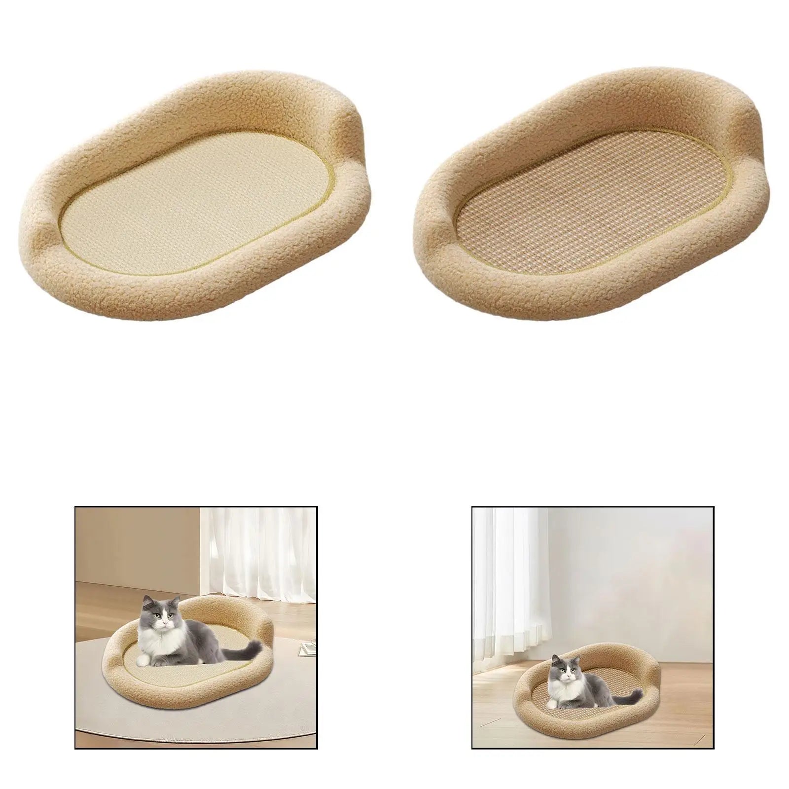 Oval Cat Scratcher Lounge for Grinding Claw Lightweight 61x40x25cm Comfortable Multipurpose with Raised Edge Scratch Pad