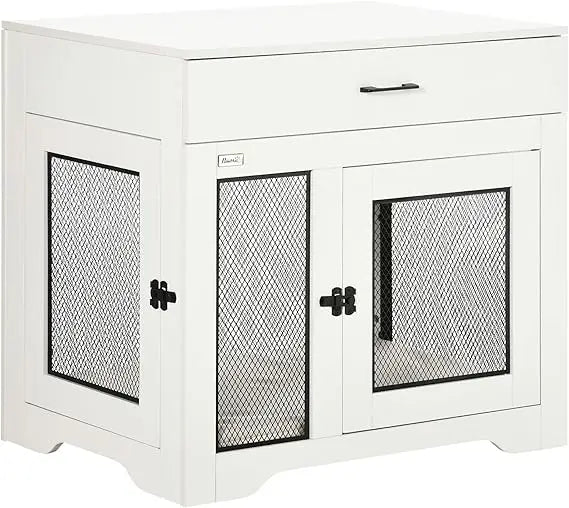 Dog Crate Furniture with Soft Water-Resistant Cushion, Dog Kennel End Table with Drawer, Puppy Crate for Small Dogs Indoor with