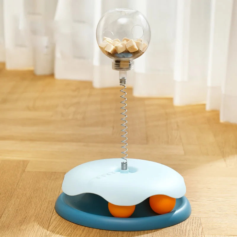 Pop Shake The Cat Turntable Treat Dispenser Cat Teaser Stick Cat Spring Teaser Toy Fashion