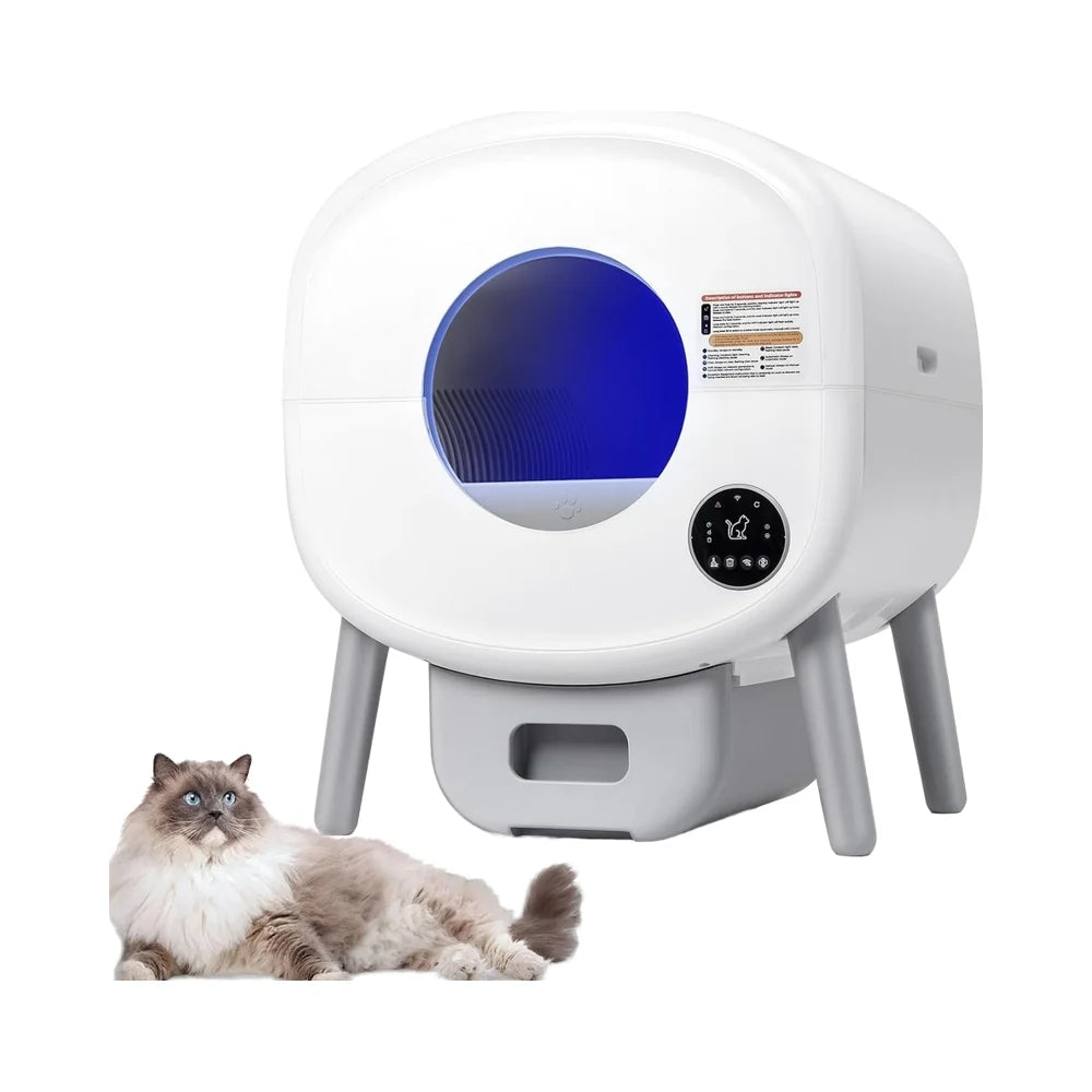Extra Large Self-Cleaning Cat Litter Box with Smart Odor Control Automatic Low Noise Waste Disposal Made of Durable Plastic