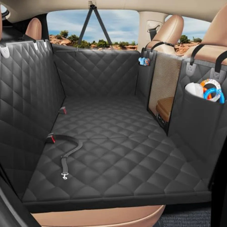 Back Seat Extender for Dogs with Egg Crate Foam Large Space Waterproof Pet Car Bed for SUV Truck Soft Dog Car Seat Cover Holds
