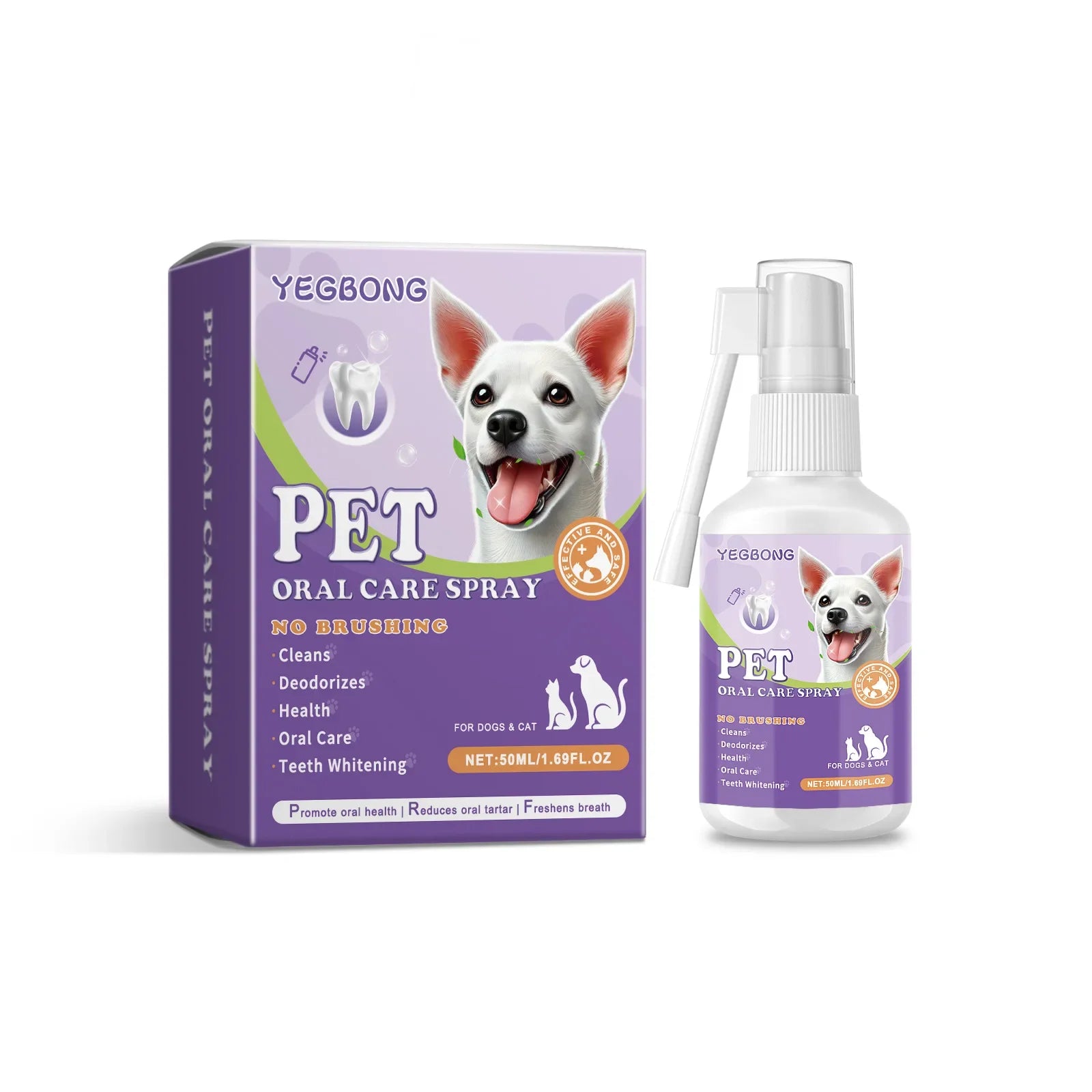 Pets Oral Care Spray Tartar Plaque Remover Bad Breath Eliminator Fresh Breath Cat  Dog Safe Natural Easy Use Fast Acting Lasting