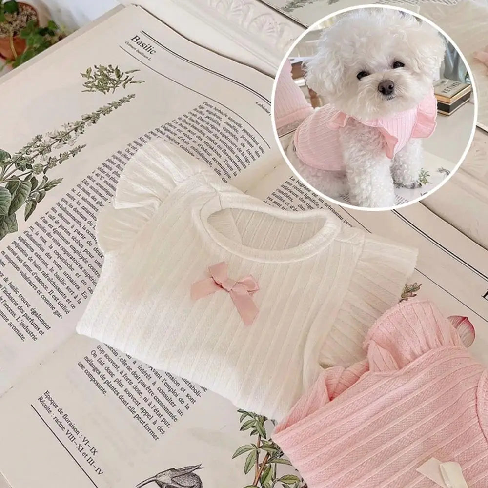 Cute Bow Dog Vest 2025 Dog Clothes Puppy Pullover Summer Pet Clothes Breathable Two-Legged Clothes Solid Color Cat Pet Products