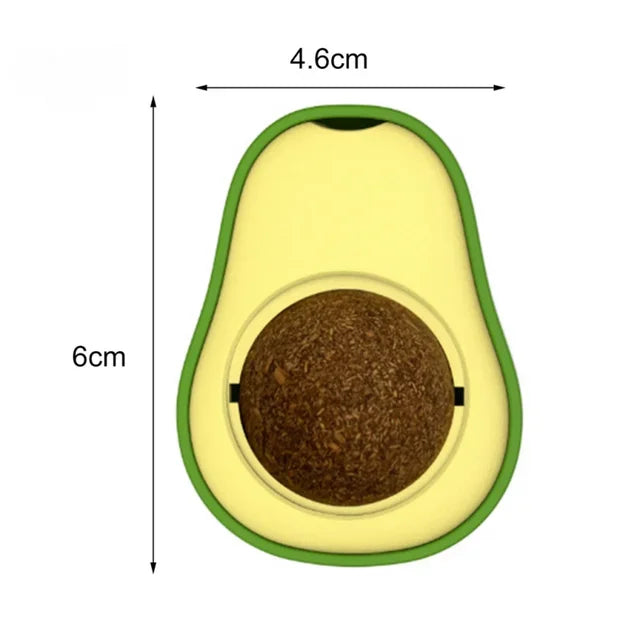 Rotating Catnip Wall Ball Cat Toy Avocado Shaped Cleaning Teeth Edible Licking Ball Healthy Snack Cats To Play Cat Mint Cat Toys