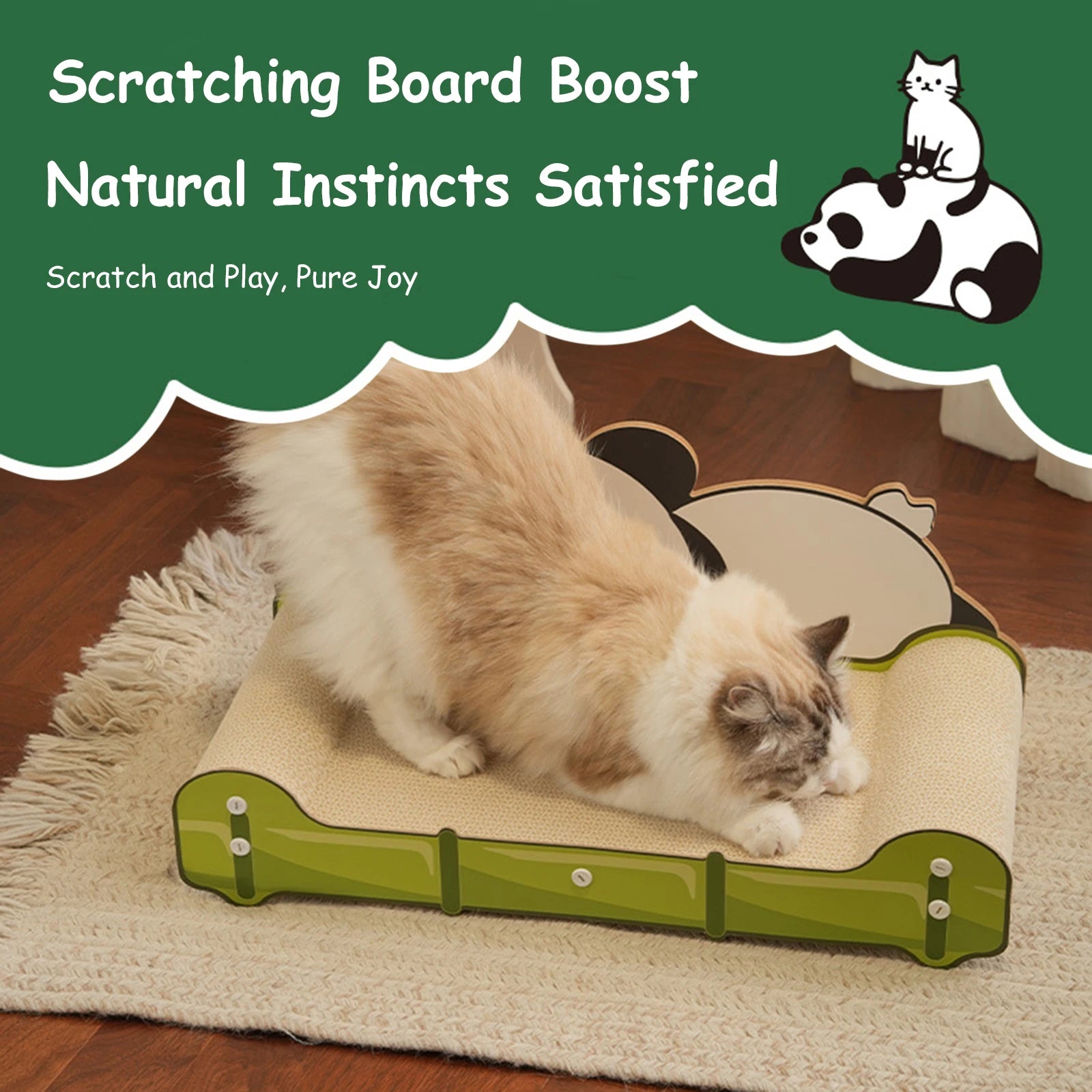 Bear Cat Couch Scratcher Cardboard Long Lasting Scartching Pads for Indoor Cats Furniture Protector