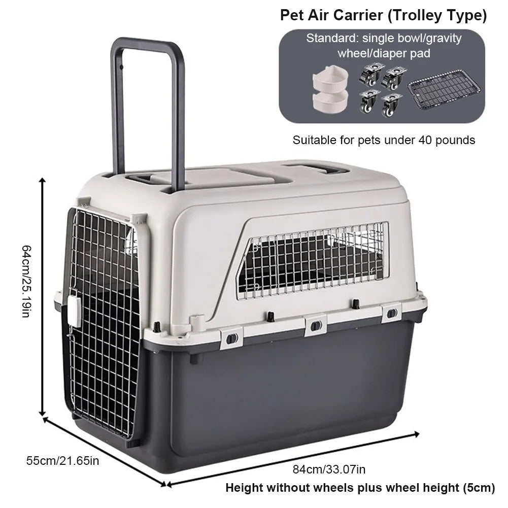 Cats & Rabbit Animal Carrier Travel Cage Box Length 33in/Width 21.6in/Height 25.2in Cats Pet Travel Carrier for Puppies Kittens