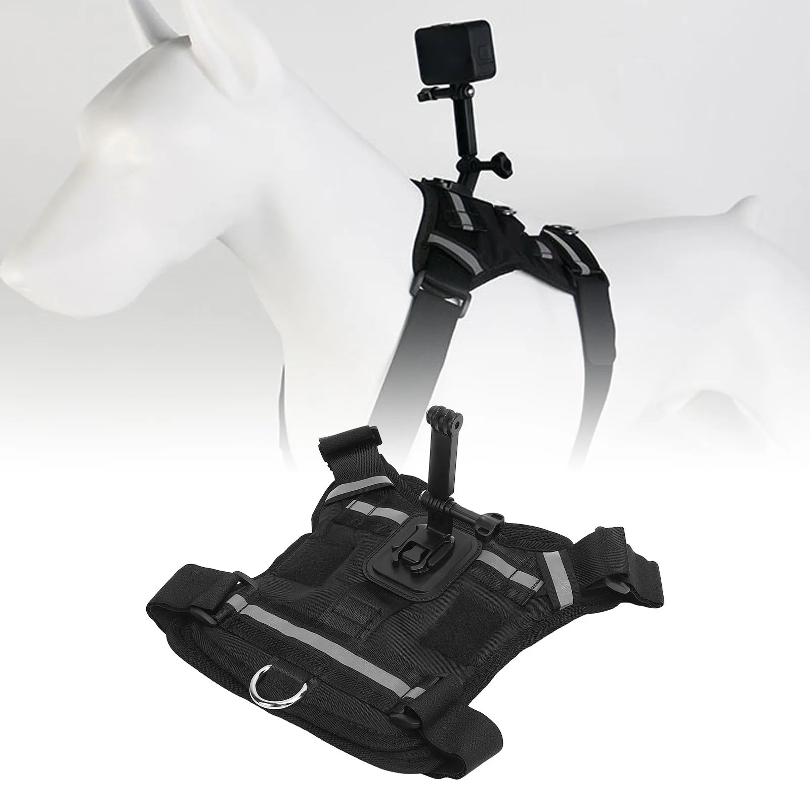 Action Camera Dog Harness Mount Comfortable Nylon Plastic Dog Harness Camera Mount Vest Chest and Back Fixation for Recording
