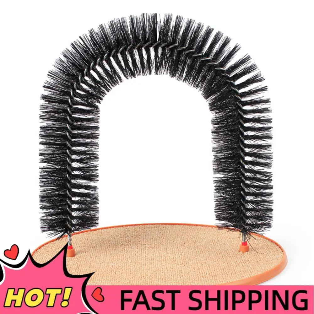 Cat Arch Self Groomer Massager Cat Rubbing Post Interactive Kitten Toys with Sturdy Scratcher Pad for Indoor Kitten & Small Dog