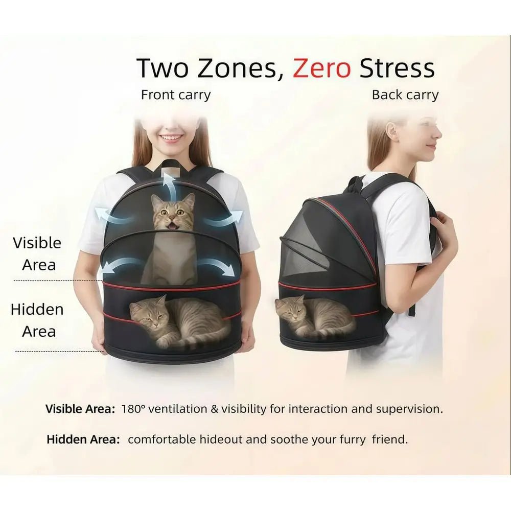 Breathable Collapsible Cat Backpack Carrier, Lightweight Travel Accessory for Small Dogs and Cats, Suitable for Indoor and Outdo