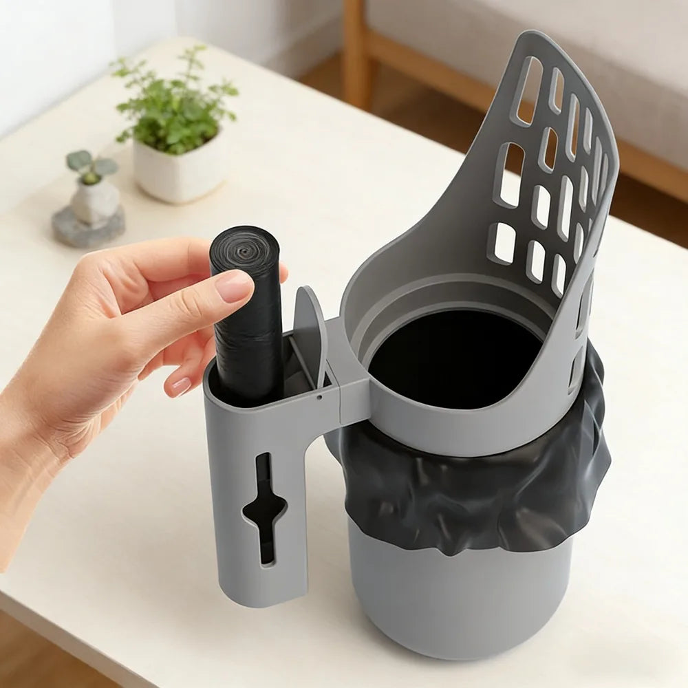 Filtered Cat Litter Scoop Cat Waste Cleaner Simple Trash Can Poop Shoveling Storage Box Cat Dog Poop Cleaning Gadget