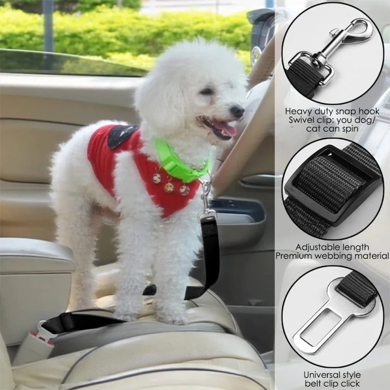Pet Car Safety Belt Adjustable Dog Seat Belt Harness Lead Pet Seatbelt Puppy Cat Car Travel Strap Dog Leash Accessories