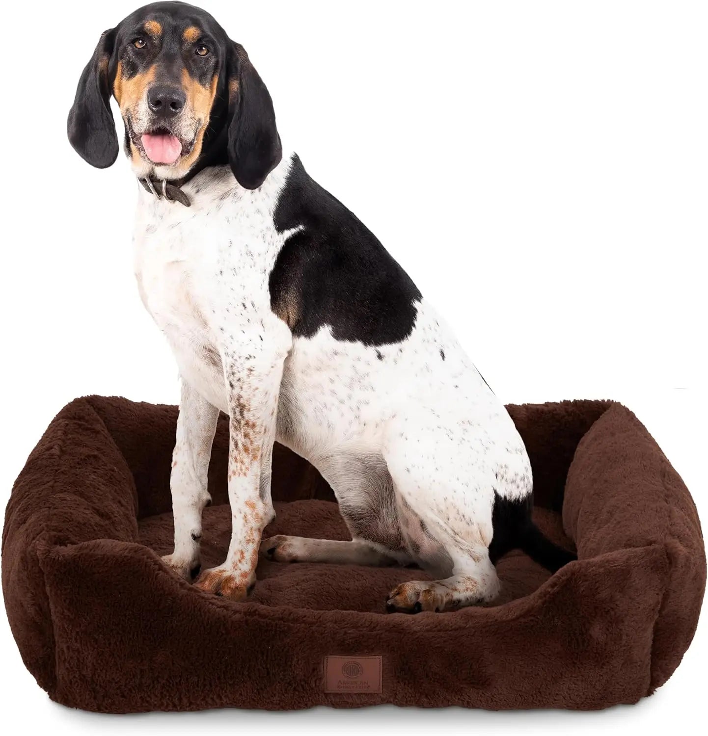 Cuddler Pet Bed 30' Plush Dog Bed for Medium Breeds Up to 50 lbs, Washable Non-Slip Bottom, High-Loft Filling, Brown