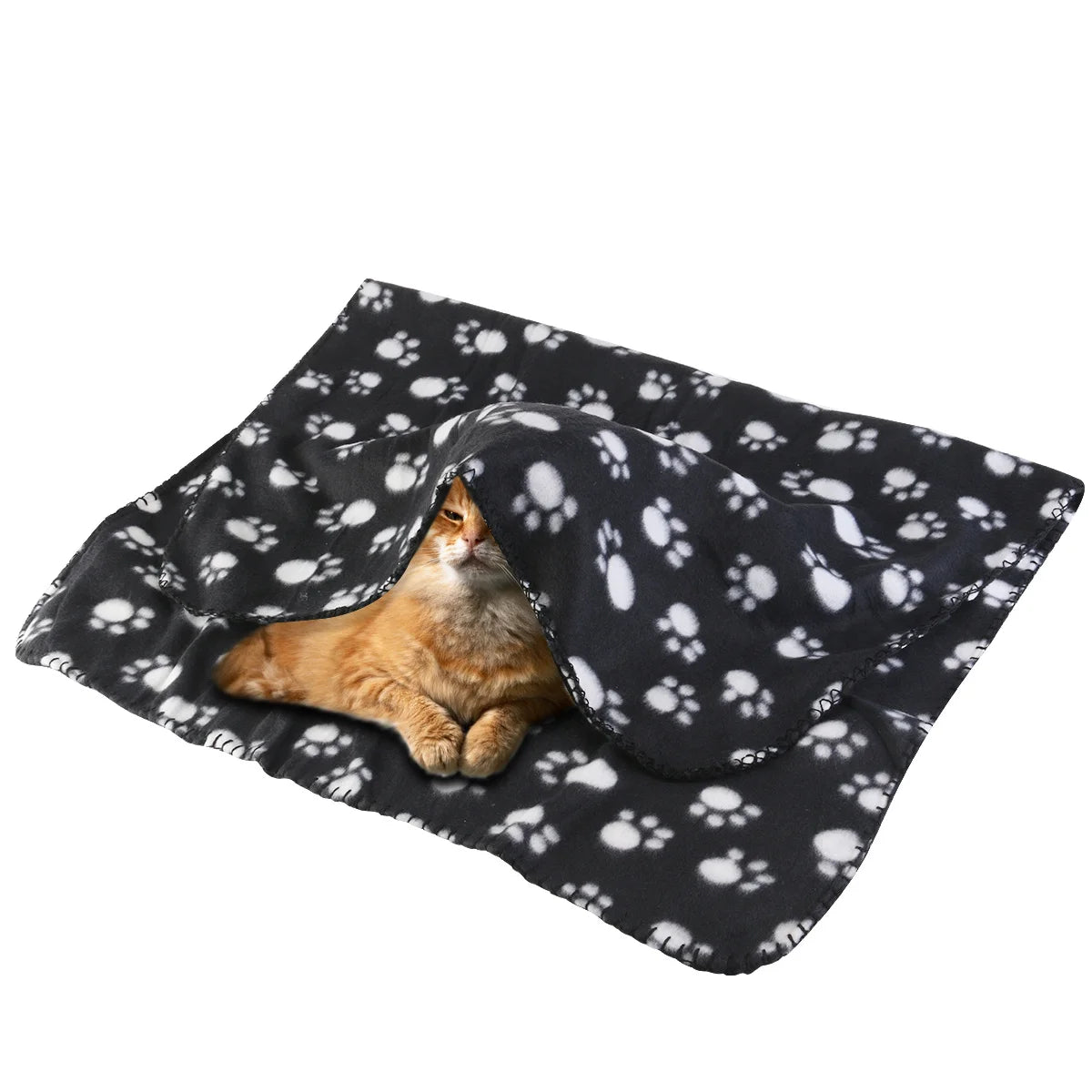 Double Sided Fleece Blanket 100x70cm Black Soft Warm Throw for Pets Safe Comfortable Sleeping Surface Ideal for Car Couch Floor