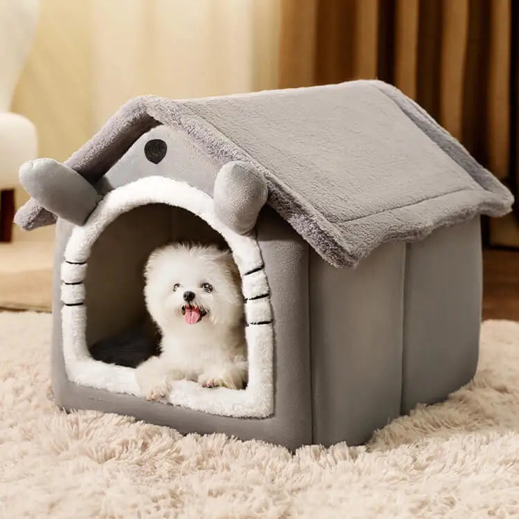 Cat villa semi-enclosed insulated house dog shelter winter warm removable and washable small dog pet mat