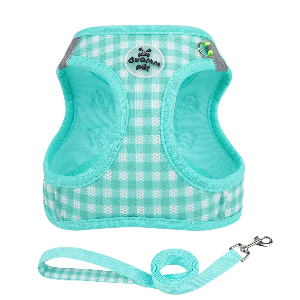 Pet Chest Back, Suitable for Cats and Dogs, Various Sizes, Plaid Pattern, Pet Leash, Pet Supplies