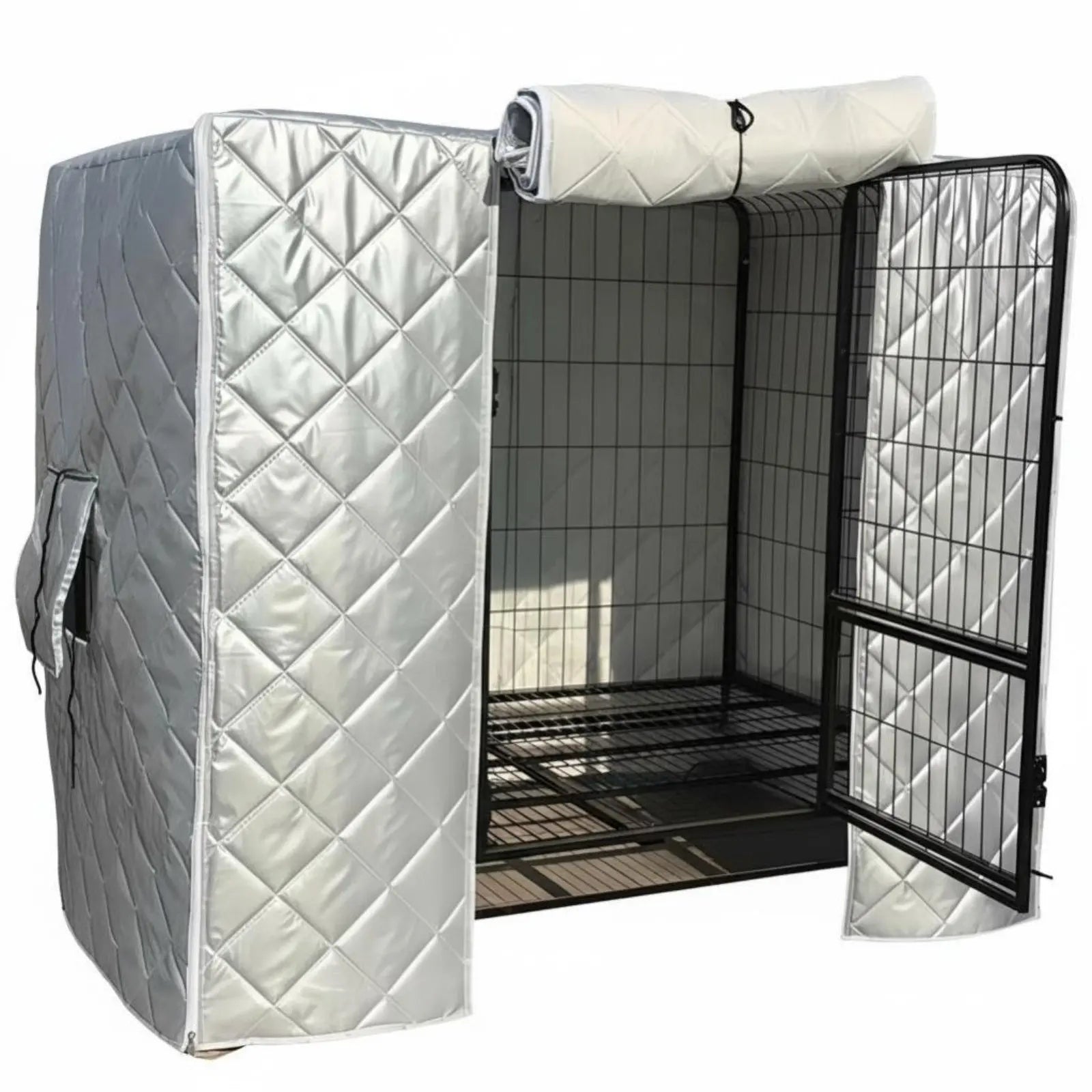 Dog Crate Cover, Thickened Windproof Rainproof Pet Kennel Insulation, Double Layer Outdoor Enclosure Cover, All-Season