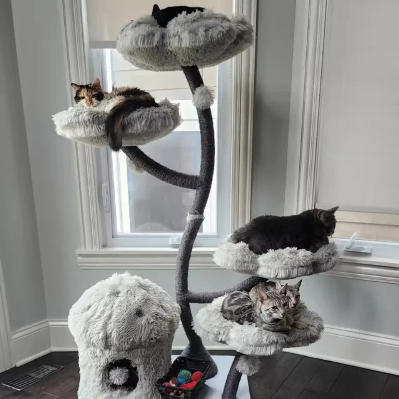 Cat Tree Tower Wooden Flower Cat Tree Wood Floral Cat Climbing Tree Tower For Scratcher Christmas