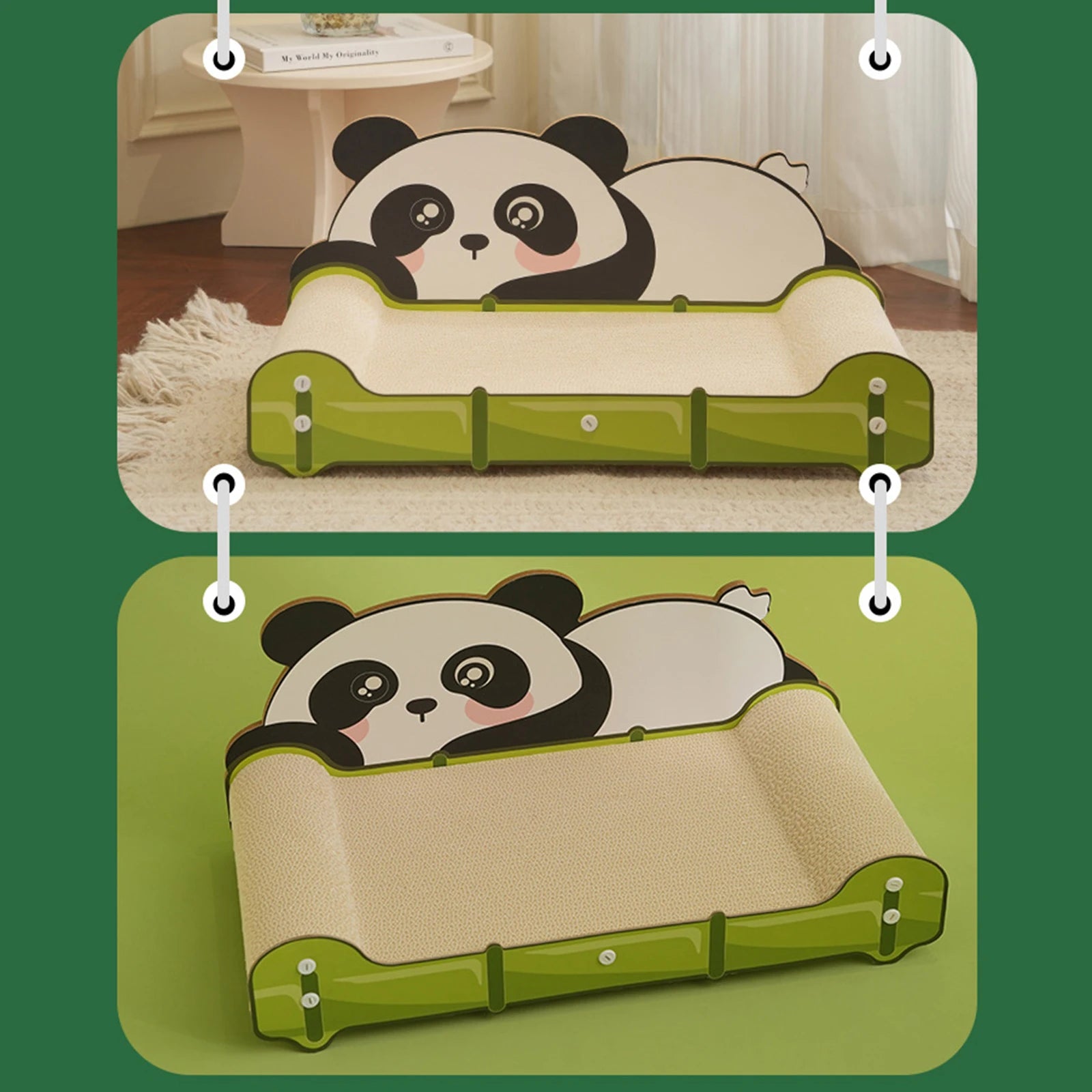 Bear Cat Couch Scratcher Cardboard Long Lasting Cat Sofa Scartching Pads Large Cat Scratcher Bed Indoor Cats Furniture Protector