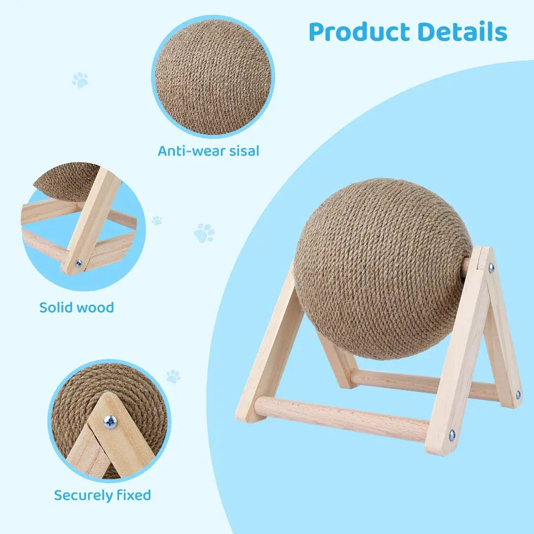 Kitten Cat Scratching Ball Toy Sisal Rope Ball Board Grinding Paws Toys Cats Scratcher Wear-Resistant Wood Scratcher Pet Toy