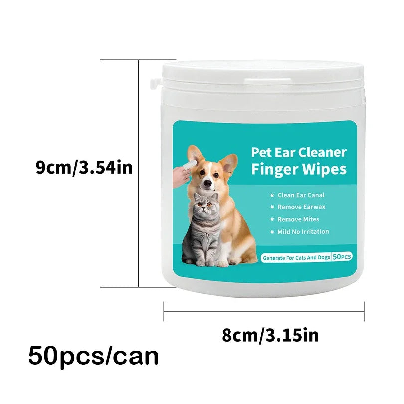 50 PCS Pet Cleaning Products Ear Cleaning Wipes Ear Care Fingertips Ear Mite Removal  Cat and Dog Ear Cleaning Pet Products