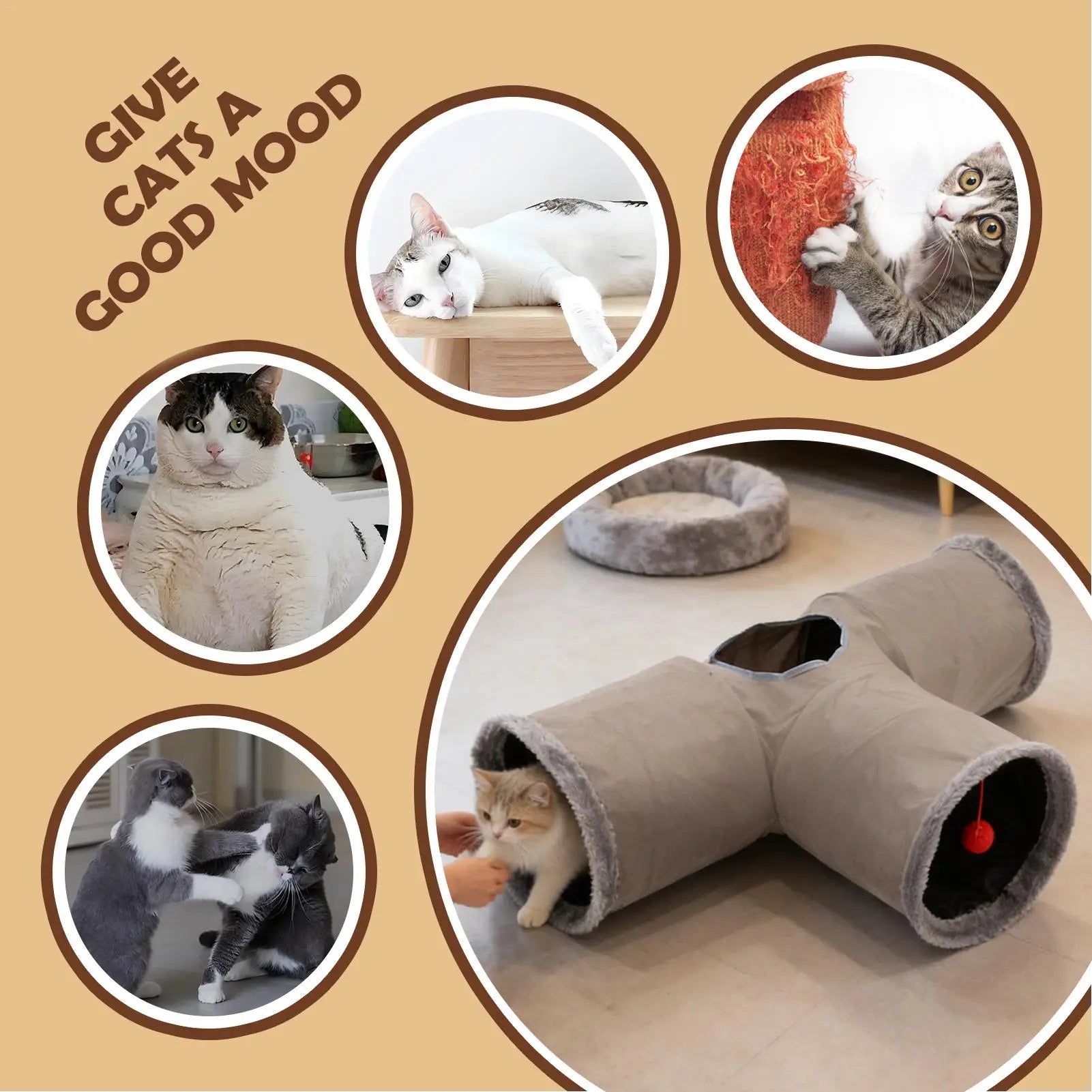 Cat Tunnels Interactive Foldable Bed Flexible Cat Tubes And Tunnels For Kitten Pet Christmas Halloween Birthday Party