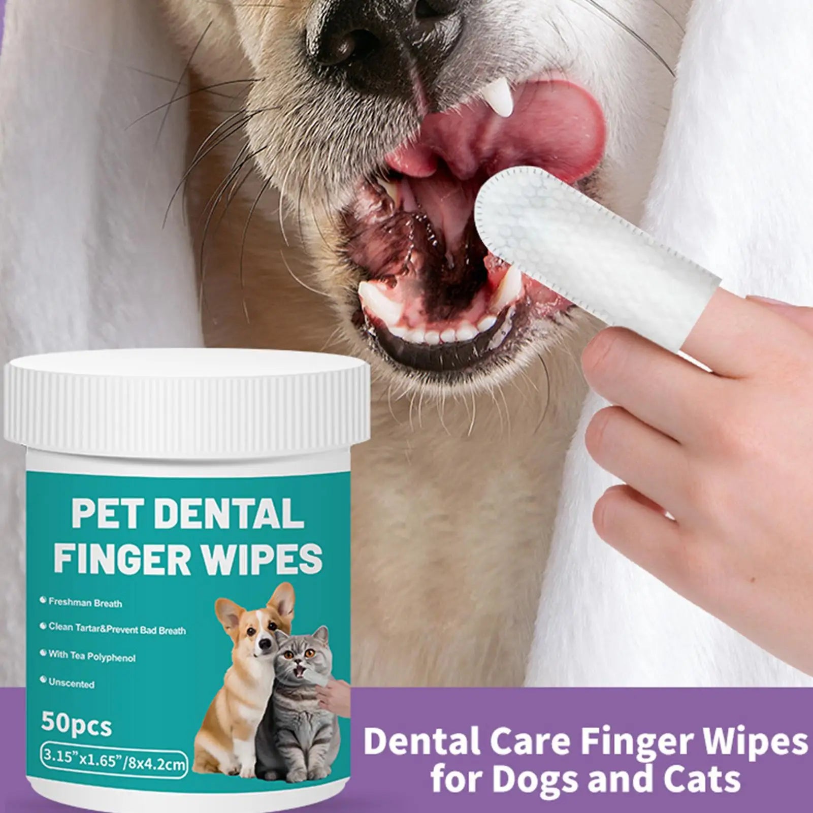 Pet Cleaning Products Disposable Finger Toothbrush Pet Teeth Cleaning Finger Covers Wet Wipes Dog And Cat Orals Cleaning