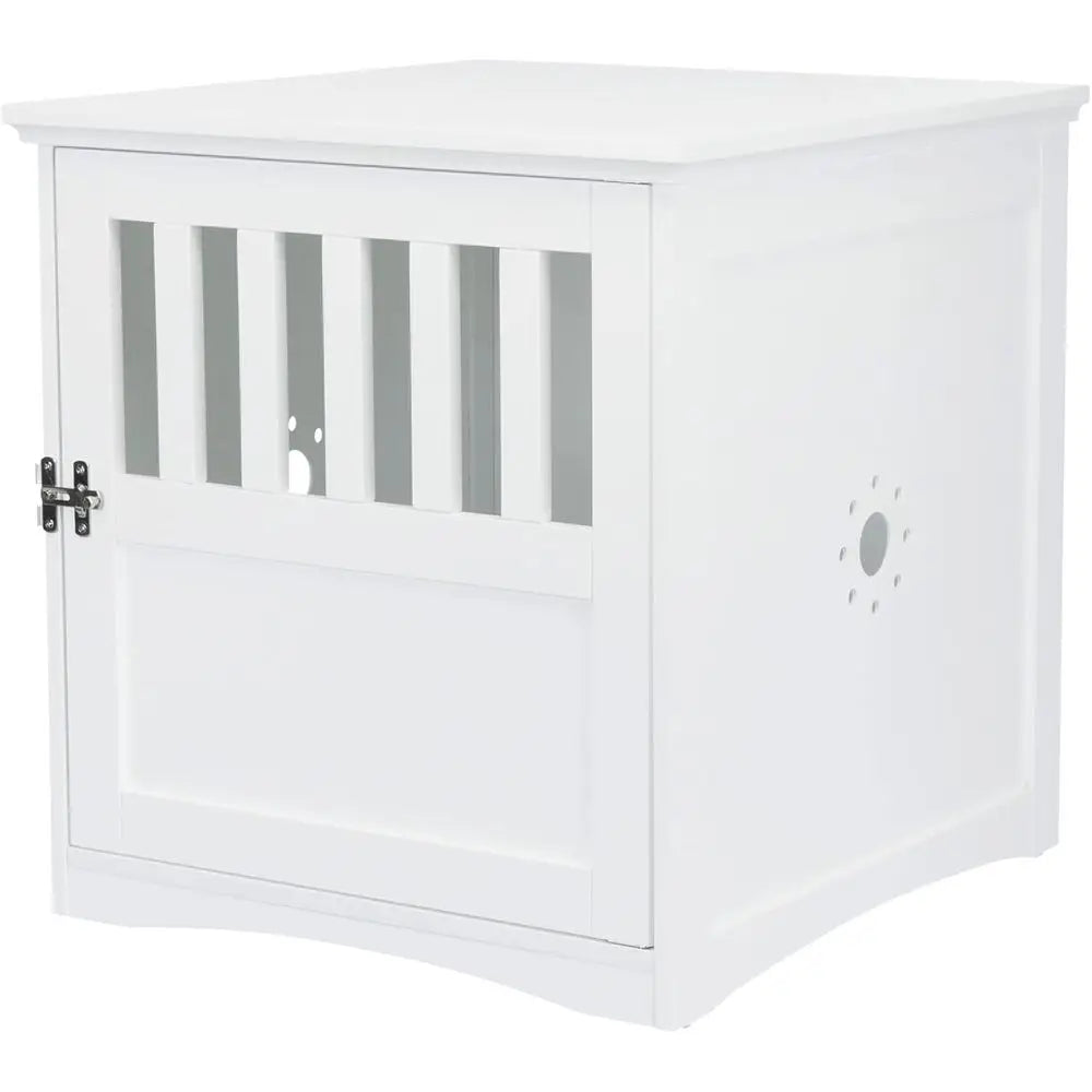 19x20 Inch Wooden Dog Crate: Small Side Table for Home, Suitable for Small Dogs, White Finish