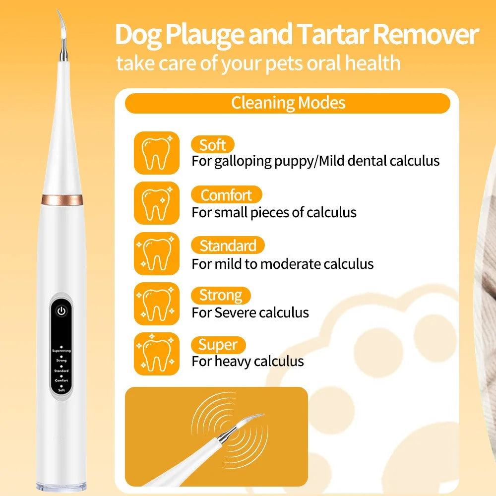 Pet Plaque Remover for Teeth with LED Light 5 Modes Electric Toothbrush Teeth Cleaning Kit Cat Dog Ultrasonic Tooth Cleaner