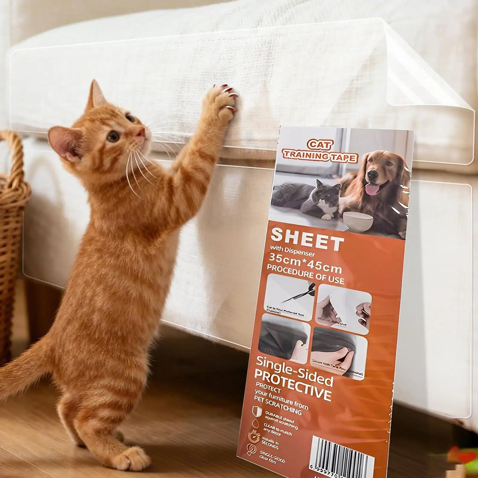 Cat Scratch Wall Protector Easy Apply Removable Furniture Protector Tape For Cats For Apartment Home Bedroom Dining Room Sofa