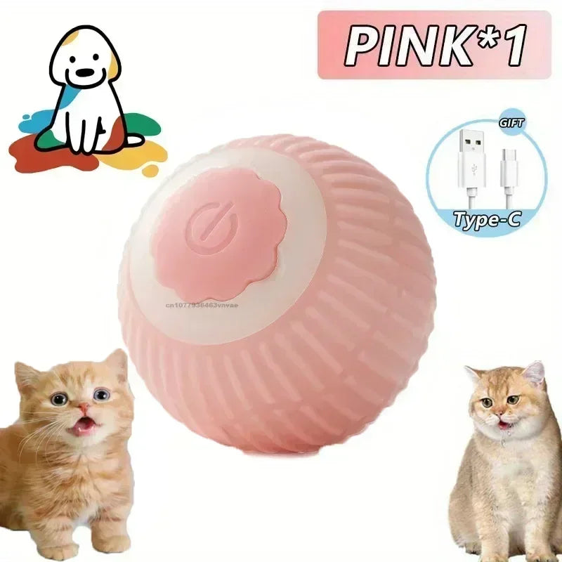Cat Interactive Ball Toy Automatic Rolling Ball Faux Tail Rechargeable Pet Electric Toy Dog Cat Training Imitate Mouse Products