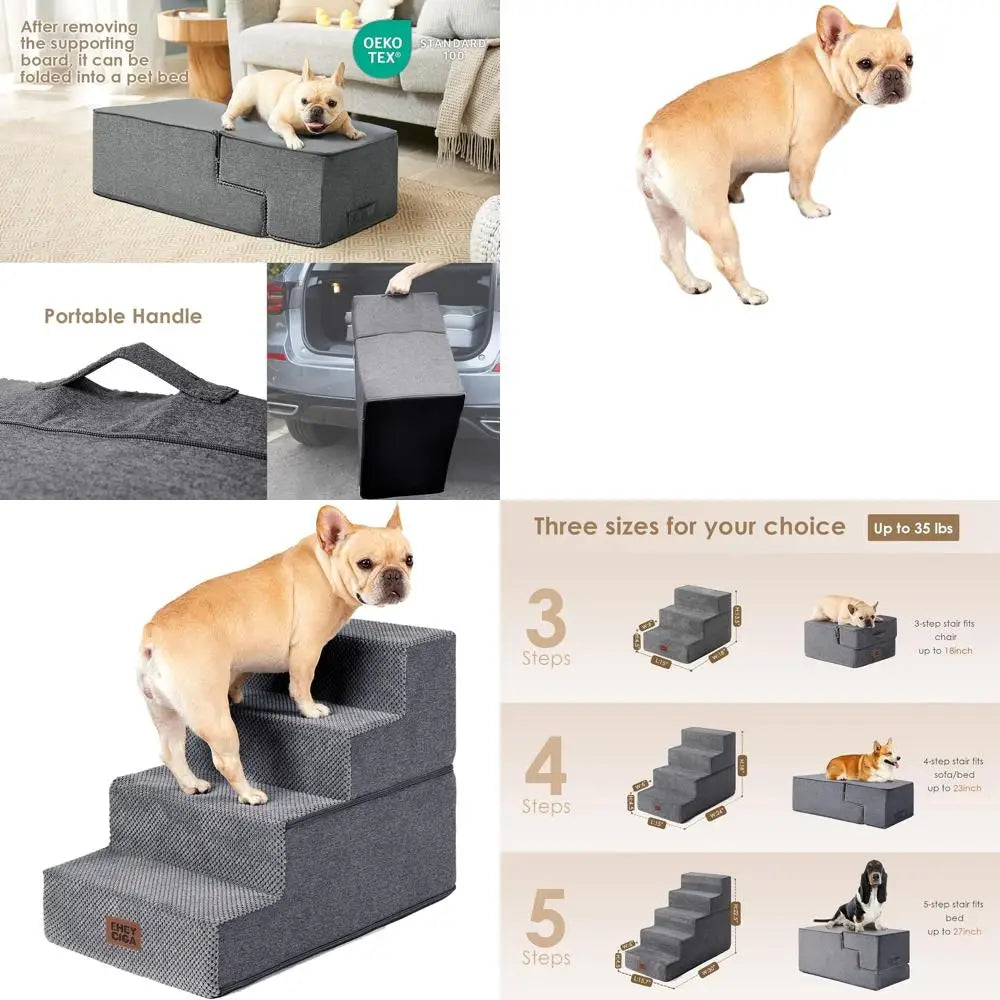 4-Step Non-Slip Pet Stairs for 18 High Beds, Suitable for Small Dogs and Cats, Grey