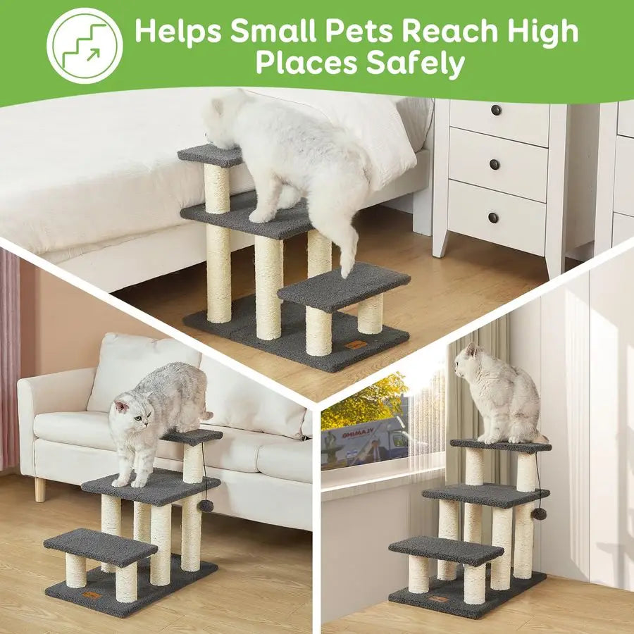 Dog Stairs amp Cat Scratching Post Pet Steps for High Beds Couch, HighStrength Boards Holds up to 150 lbs for Indoor Small Cats