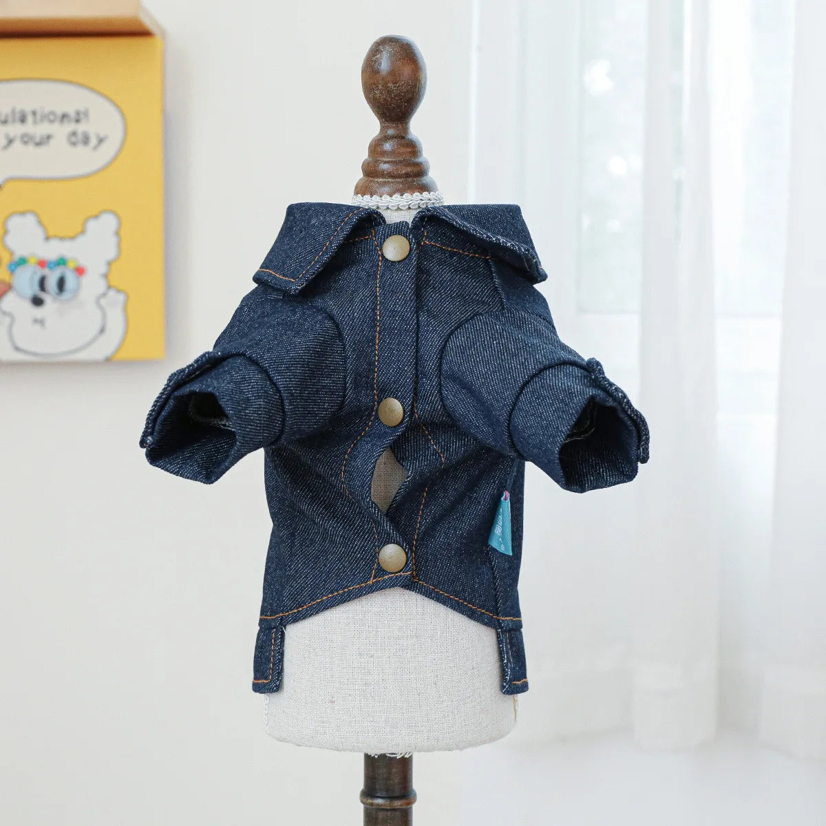 Embroidered Denim Small Breed Dog Clothes Autumn Jacket Harness Apparel XS XL French Bulldog Chihuahua Outfit Kitten Cat Shirt