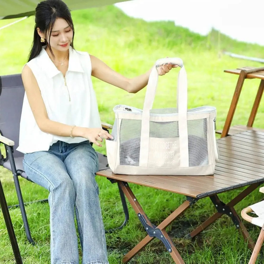 Durable Oxford Cat Carrier Handbag Large Capacity Breathable Cat Transport Bag Waterproof Portable Pet Carrying Bag Travel