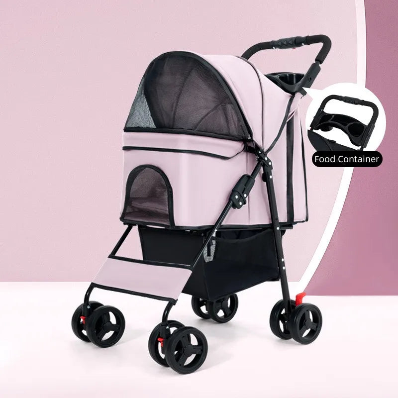 Ships From EU! Pink 3-in-1 Detachable & Foldable Pet Stroller | Carrier for Medium-Sized Dogs & Cats | Fast Local Delivery