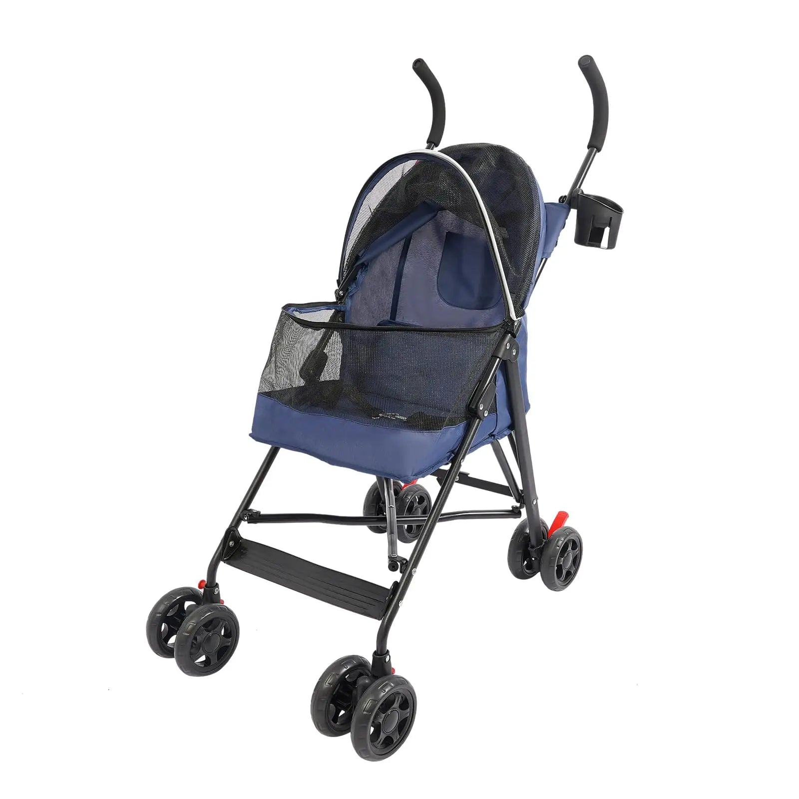 4 Wheels Pet Stroller with Waterproof Cover |   Easy-Fold Travel Carrier |   Pet Strolling Cart for Small/Medium Dogs and Cats |   With