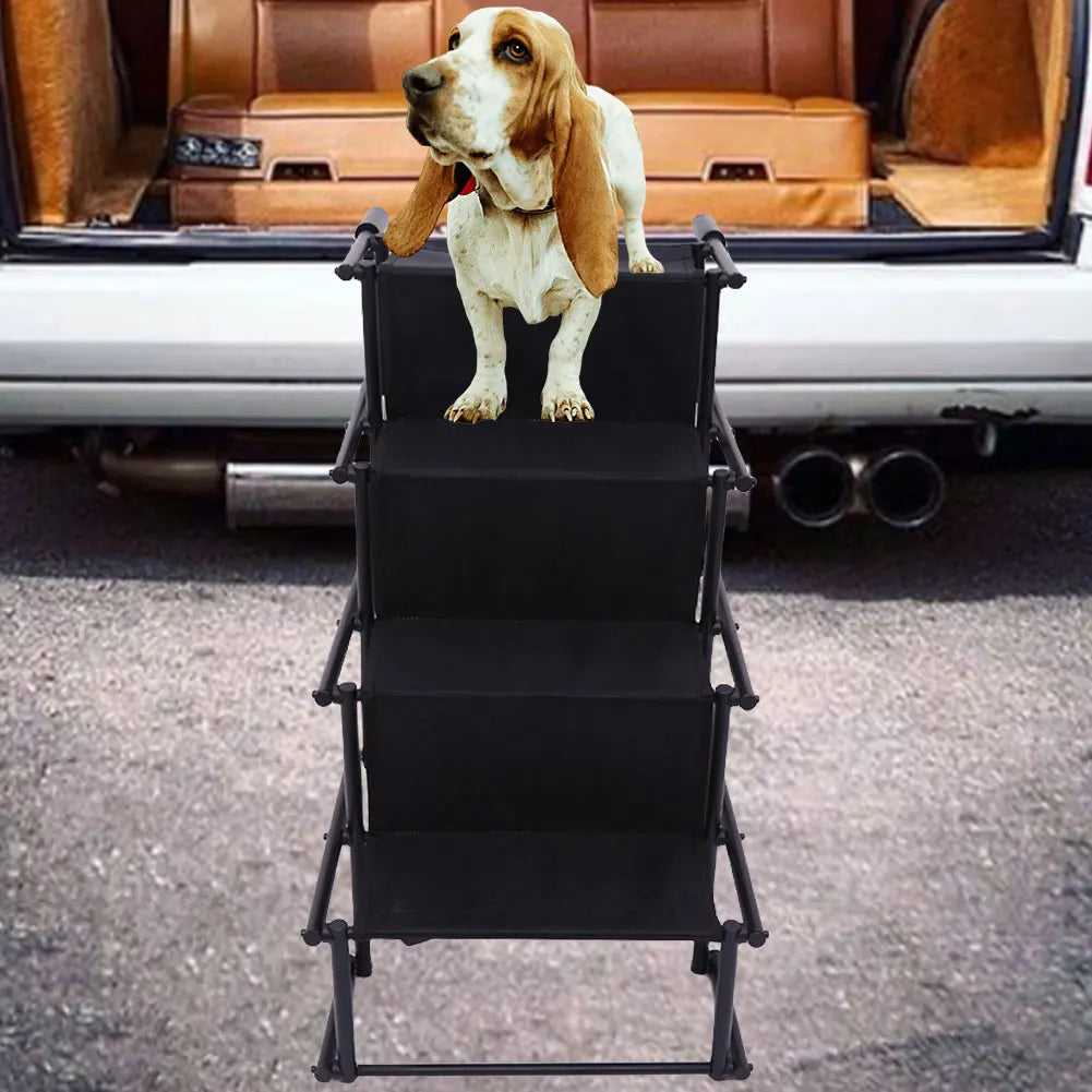 4 Steps Pet Ramp Lightweight Portable Dog Cat Ladder with Nonslip Surface Pet Ladder Dog Car Steps Portable Dog Stairs