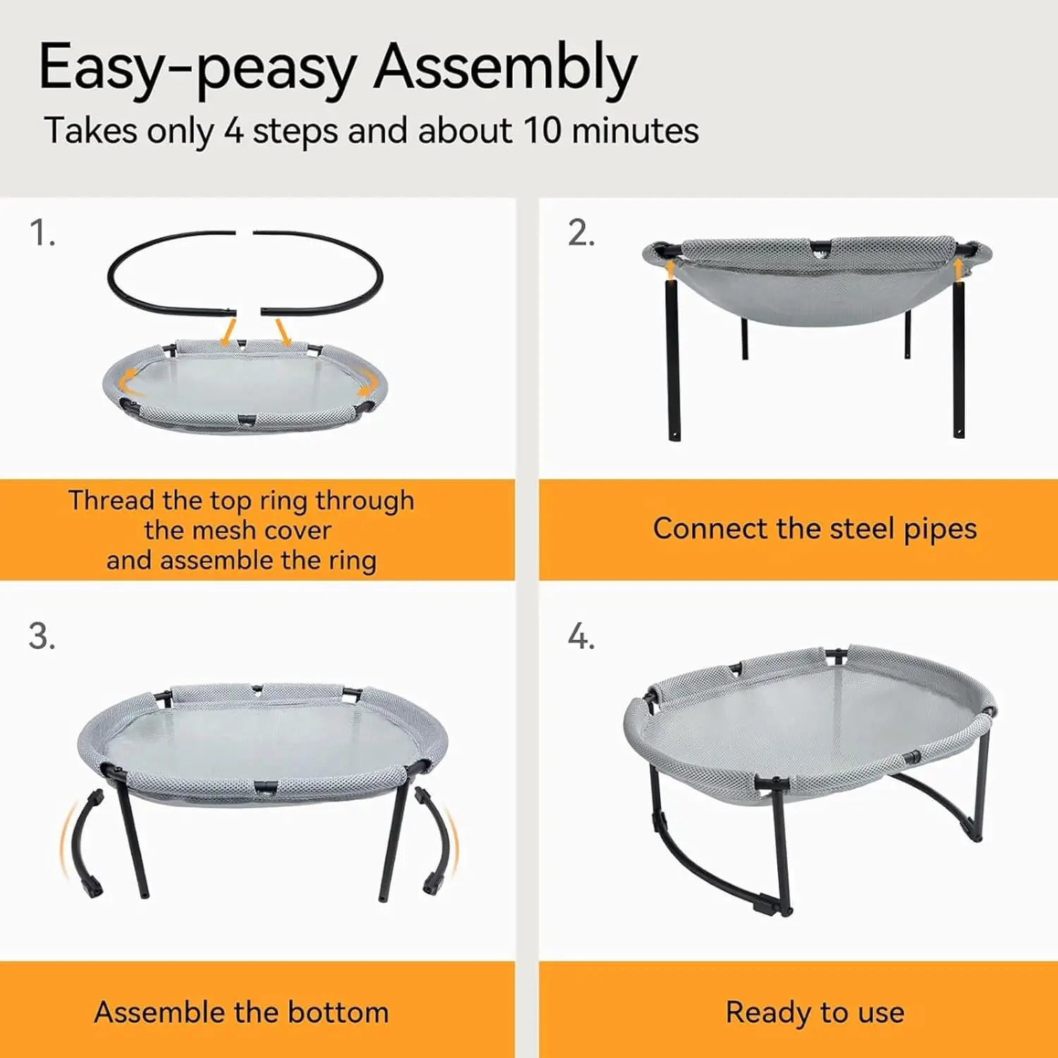 Cat Bed Hammock, Free-Standing Elevated Cat Bed for Indoand Outdoors, Easy Assembly with Removable Washable Mesh for Cats up