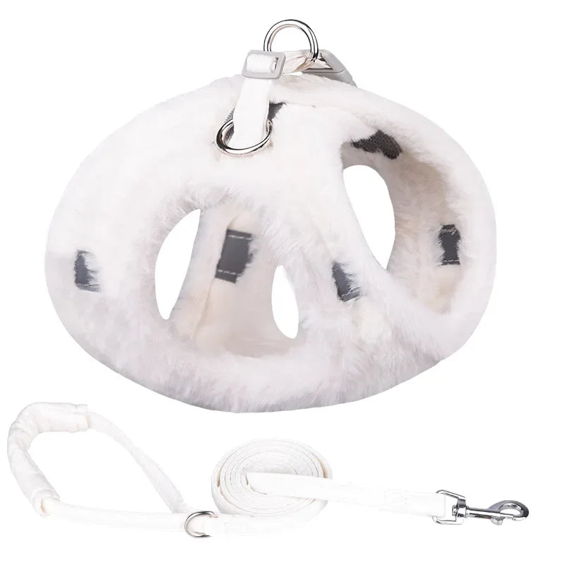 Warm Dog Cat Harness Leash Set Soft Plush Reflective Pet Chest Strap for Small Dogs Puppy Collar Chihuahua Yorkies Harness Vest