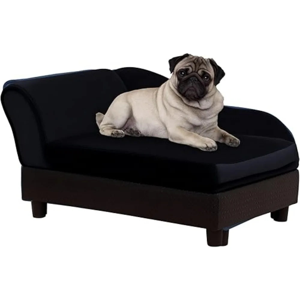 Compact Storage Dog Couch with 2 Foam, Chic Sofa Bed for Small Breeds, Modern Pet Furniture in Black