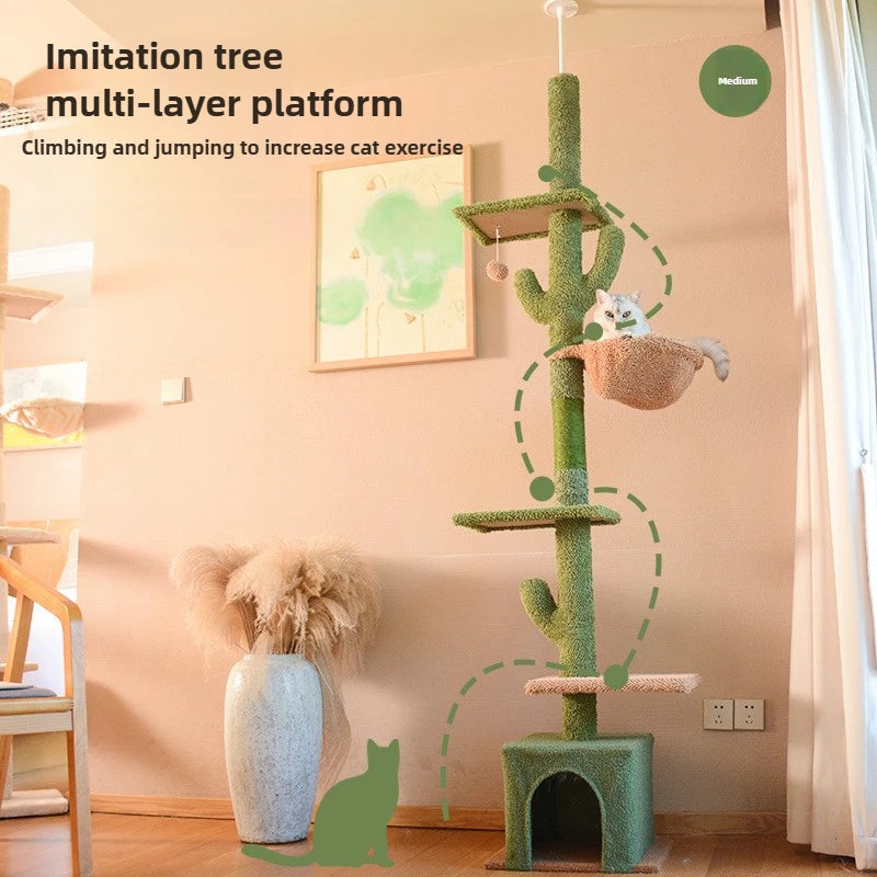 Winter Cactus cat tree, cat climbing frame, cat climbing pole, cat jumping platform, cat tower, pet toys, pet climbing frame