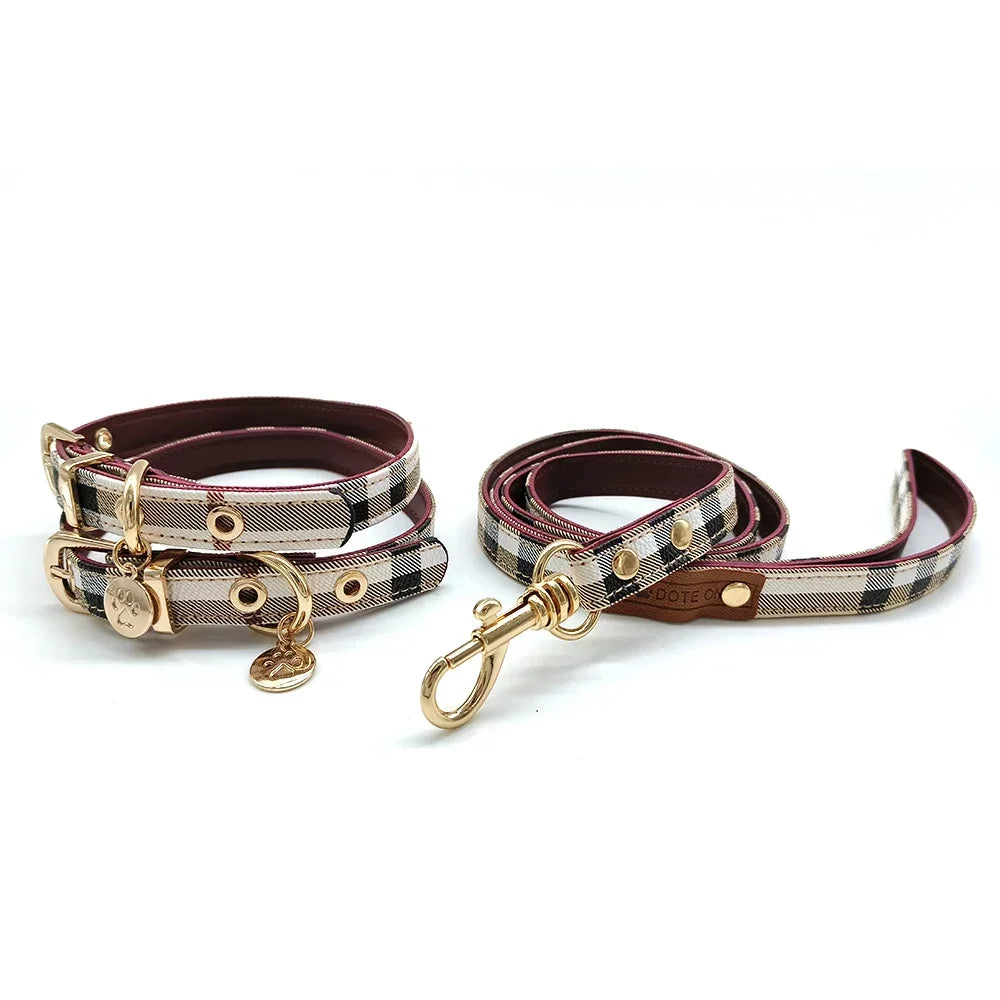 Leather Pet Collar and Leash Set