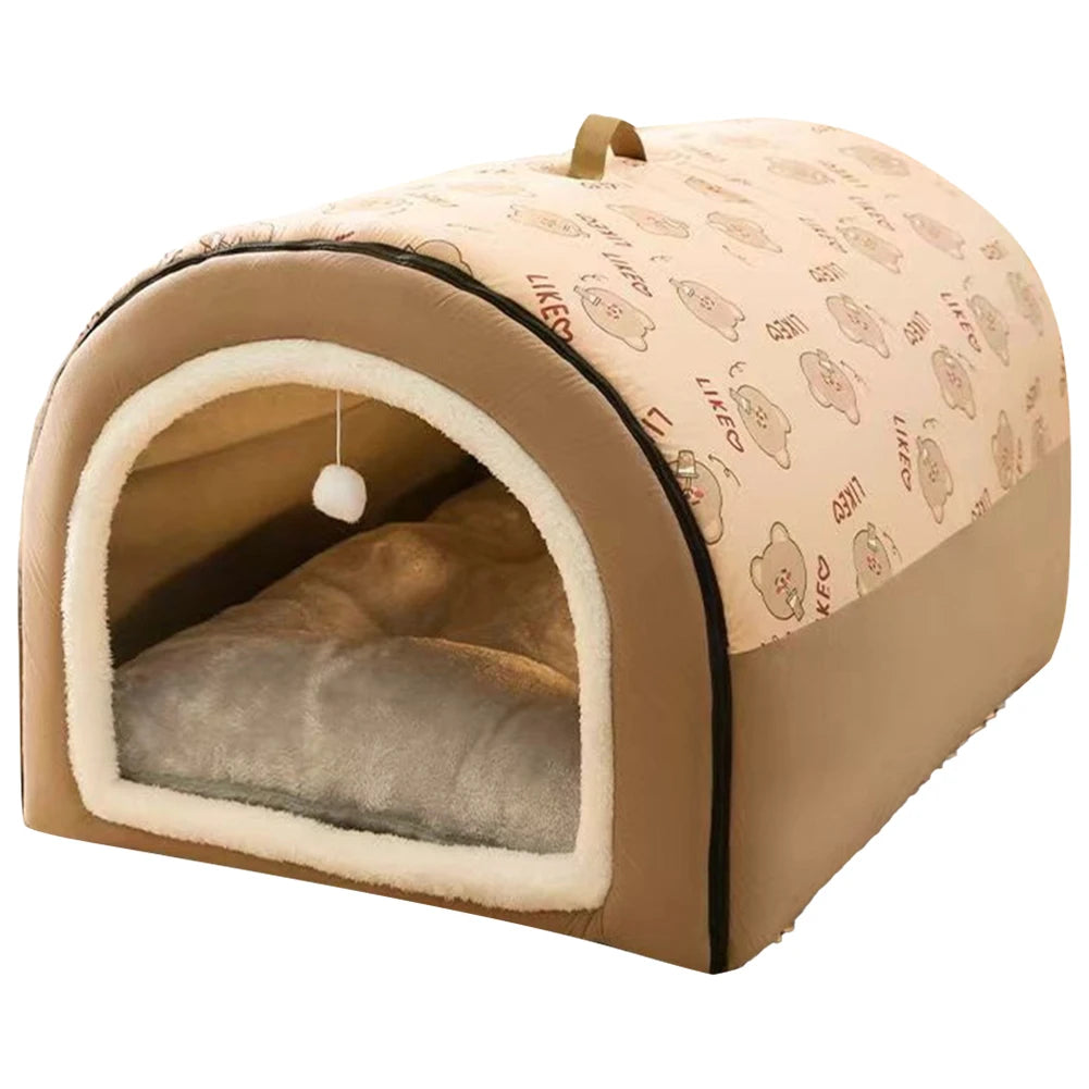 Dog Kennel Detachable Warm Winter Dog House Mat Washable Plush Cotton Puppy Shelter Winter Cat Bed Castle Dogs Cats Pet Supplies